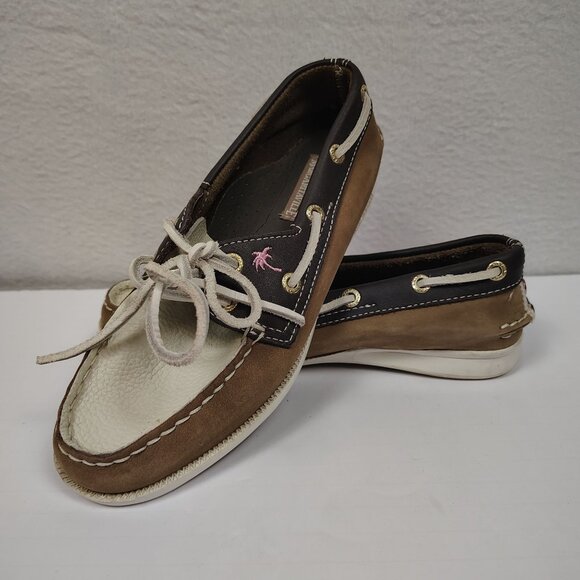 Margaritaville Shoes - Margaritaville Leather Boat Shoes Womens sz 6
